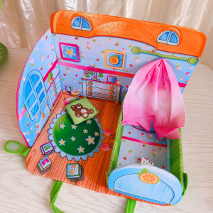 Foldable Kitchen Restaurant Bedroom Bathroom Scene Background Props Dollhouse Toys for Children Role Play Simulation Games