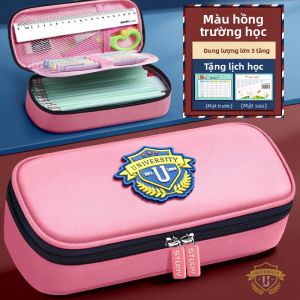 MONLEYTA | Hộp đựng bút chì vải canvas dung tích lớn phong cách Anh cho bé trai và bé gái mẫu giáo hộp đựng đồ dùng học tập thiết kế đơn giản