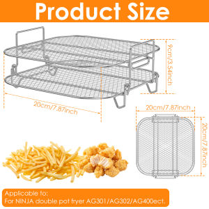 Air Fryer Rack 2/3-layers Stackable Grilling Rack Stainless Steel Gril Rack Oven Steamer Roasting Rack Kitchen Cooking Tools