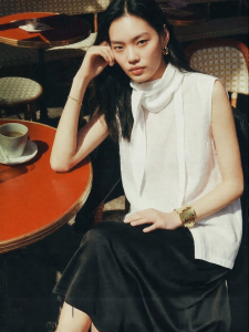 Vero Moda | Semi-High Neck Ribbons Lycell and Wool Shirt