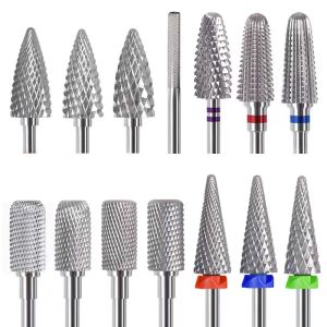Manicure Tungsten Steel Grinding Head Flat Head Conical Tornado Jagged Type Nail Machine Grinding Tool Grinder Quick Nail Remover Drill Bit For Removing Phototherapy Nail Polish