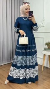 Ariefa Batik - ( S M L XL XXL ) Terbaru Gamis twill rayon premium pekalongan gamis twil batik cap super abstrak - Home Dress Homey Kolase