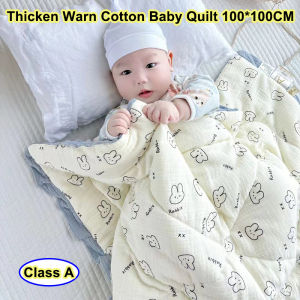 Cotton Gauze Lace Baby Quilt for Boys Girls Cartoon Printed Warm Blanket Sleeping Cover 100*100CM