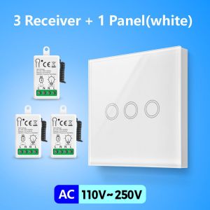 WenQia 433Mhz 86-Type Wireless Touch Panel Remote Control Light Switch 110V~250V 10A Mini RF Relay Interruptor for Lamp/Home Appliance