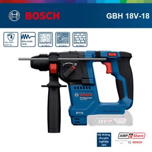 Bosch | Máy Khoan Búa Xoay Không Dây Bosch GBH 18V-18 X Nhẹ Không Chổi Than 2 Trong 1 Dùng Khoan Bê Tông Kèm Đầu Nối SDS Plus