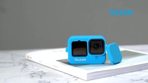 Telesin GoPro Hero 12 11 10 9 Action Camera Silicone Sleeve Protective Housing Frame Case with with Lanyard Strap GP-HER-041-BK