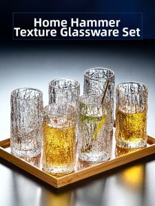 Transparent Glass Treebark Cup Nordic Simple Womens Style Beverage Tea Cup Home Set 301mL-400mL Capacity round Shape Vintage