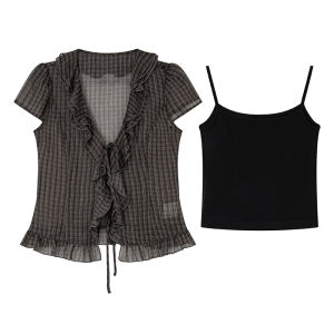 Double Ruffle Bow Sleeve Summer Shirt Slim