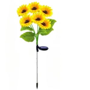 Solar Simulated Sunflower Light Strip with Luminous Pole Suitable for Garden Lawn Terrace Channel Night Scene Decoration Light