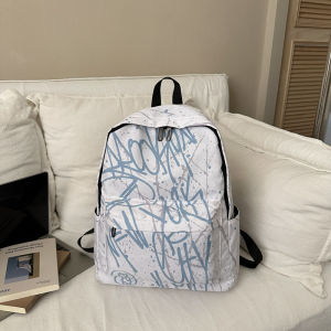 FQ1 Womens Canvas Backpack Large Capacity Graffiti Print Casual School Bag Outdoor Travel Rucksack QF1