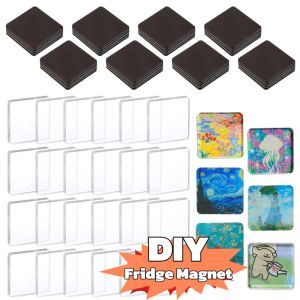 5-10Set DIY Acrylic Fridge Magnet Set Creative Square Decorative Adhesive Stickers Blank Magnets for Use Festival Handmade Gift