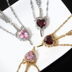 Snow White and the Huntsman Couple Necklace Heart and Sword Pendant Necklace for Women Romantic Valentines Day Jewelry Gifts