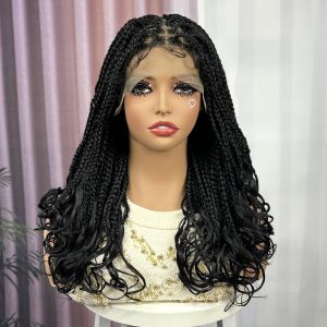 Mái Tóc Giả Tết Bím Không Nút Màu Ombre Tối 1B-30 Đuôi Gợn Sóng Chất Liệu Tổng Hợp Có Phần Lưới Phía Trước Dành Cho Phụ Nữ Da Đen Có Tóc Con Kích Thước Mũ Trung Bình