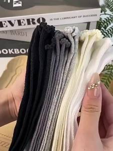 4 Pairs Women Solid Color Mesh Mid Tube Socks Summer Lightweight Breathable Fashionable Wavy Edge Ballet Style Casual Socks