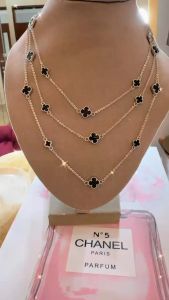 Kalung Rantai Van Cleef Hitam Bolak Balik - Asli Perak 925 - Silver 925 - Kalung Fashionable
