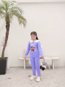 Bộ nỉ dài tay bé gái size đại BIGFOX MISS MEOW quần áo thu đông ấm áp cho trẻ em kiểu Hàn cỡ 3711 tuổi 20kg 40kg 1974