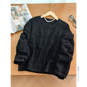 XIAOER | 3D Hollow Lace 100 Cotton Short Casual Jacket