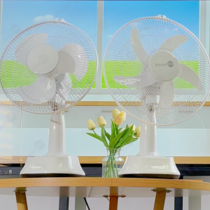 POWERPH 12inch 14inch 4Watts 6Watts 8 Watts Solar Electric Fan Upgraded Rechargeable Electric Solar Fan With Solar Panel 2 LED Light Outlet Solar Charging 5-10 Hours Using time