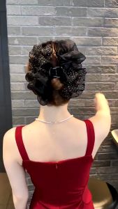 ED Polka-dot Mesh Bowknot Clip Korean Fashion Fluffy and Versatile Hair Claw Summer Cloud Hairclip