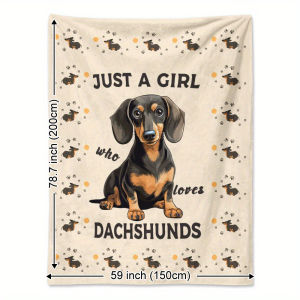 VIKAMA Cute Dachshund Soft And Comfortable Flannel Blanket Is Perfect For Naps Camping Traveling And Home Decoration