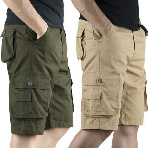 กางเกงขาสั้นทรงหลวมสไตล์เกาหลีสำหรับผู้ชาย กางเกงขายาวทรงหลวมหลายกระเป๋า กางเกงขายาวลำลองสำหรับใส่กลางแจ้งในฤดูร้อน