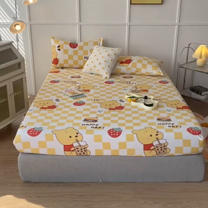 Single Fitted Bedsheet Queen Fitted & Pillowcase 2 in1 Premium Cotton Cartoon Set