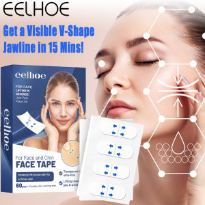 60 Pcs Face Lifting Strips V Shape Lift for Jawline Instant Face Tightening Patches to Reduce Double Chin Anti Sagging Collagen