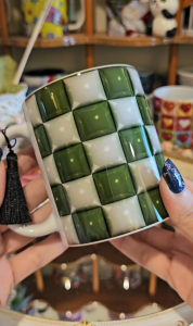 3D Green and White Square Printed Design On A Sublimation Ceramic Coffee Mug/Cup For GIFT/BIRTHDAY/GRADUATION/WEDDING