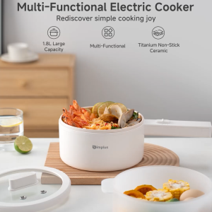 Simplus Electric Cooking Pot丨1.8L Kapasiti丨600W Fast Cooking丨Fry Steam Boil Stew丨Periuk Serbaguna DZGH012