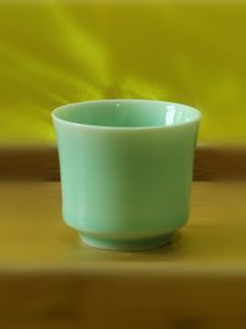 Creative Home Use Ceramic Cup 70ml Small Wine Cup Green Porcelain Hard Liquor Cup One-Piece Cup for Water And White Wine