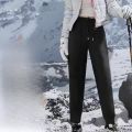 Thickened Fleece Anti-Wind Waterproof Men's And Women's Casual Pants Winter Warm Straight Leg High Waist Long Trousers. 