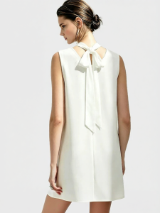 AMII | Round Neck Back Tie A-Line Leisure Dress