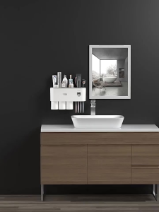 Dispenser Pasta Gigi Odol Model 2 Gelas Modern Toothbrush Magnetic Adsorption 2 Cup - Gray