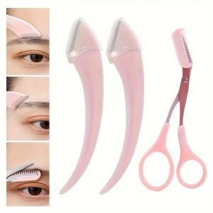 1-3 PCS Eyebrow Trimmer Set Precision Trimming Scissors Curved Eyebrow Trimmer And Comb - For On-The-Go Eyebrow Grooming