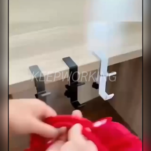 KW 1pcs Desk Side Double Hooks Hanging Rack  School Office Storage Tool