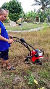 Mini Tiller 2-Stroke 63cc Gasoline Powered Tiller Weeding Plowing Land Digging Heavy Duty Power Tiller
