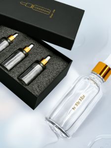 High-End Glass Essential Oil Bottle Transparent Cosmetic Sample Vial Premium Gift Box with Dropper Sub-Bottle Essence Drop