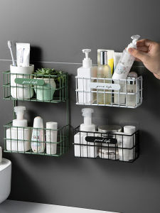 Jujiajia Bathroom Double-Layer Wall Storage Rack Punch-Free Bathroom Toilet Washstand Wall-Mounted Storage Rack
