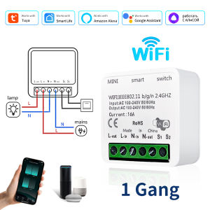 100-240V Wifi Switch Module Tuya Smart Life 1/2 Gang Light Switch Remote Automatic Relay Breaker for Alexa Google Yandex 16A