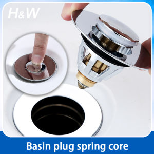 H&W 304 Stainless Steel washbasin leaking plug washbasin under the water pipe core push Pop-Up Bounce Drain Universal Bouncing Core Sink Drain Plug Basin Drain Filter