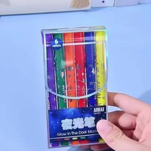 6PCS Colorful Night Glow Highlighter Set – Neon Colors that Shine in the Dark – Perfect for Art Journals Notes Creating