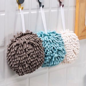 ชอมี ผ้าเช็ดมือแบบแขวน ผ้าขนหนูชอมี นุ่มเป็นปริมาณ ดูดซับน้ำได้ดี ผ้าเช็ดมือทรงกลม ลูกบอลเช็ดมือ ผ้าเช็ดมือในครัว