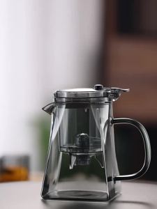 Heat-Resistant Glass Filter Tea Pot Smoke Gray