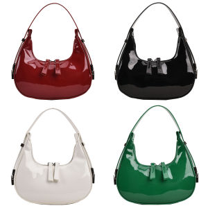 Compact Womens Crescent Satchel with Zipper Casual Shoulder Bag for Travel and Dating in Vibrant Colors