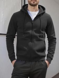 Áo Khoác Hoodie Nam Có Khóa Kéo Áo Sweatshirt Thể Thao Có Mũ Áo Cardigan Dệt Kim Mùa Thu Đông Chất Liệu Polyester Tay Áo Có Khóa Kéo Phong Cách Thường Ngày Cơ Bản Mặc Ngoài Trời.