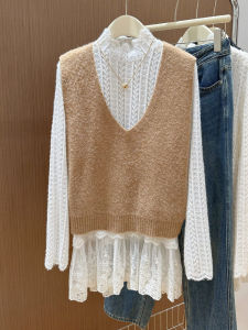 เสื้อชั้นในลูกไม้คอปกสูงครึ่งตัวผู้หญิง ทรงหลวม แขนยาว ความยาวปานกลาง เสื้อชั้นในลูกไม้สำหรับฤดูใบไม้ร่วงและฤดูหนาว