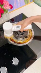 Máy Cọ Vệ Sinh Cầm Tay Đa Năng Bàn Chải Vệ Sinh Bồn Rửa Bát Bồn Rửa Mặt Có 3 Đầu Thay Thế