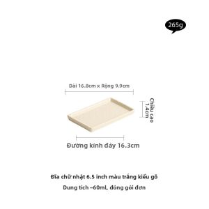 YOGEHOME | Đĩa Sứ Hình Chữ Nhật Sang Trọng Dùng Cho Bít Tết Cao Cấp