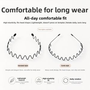 JIUDUOLAN | Mens Black Metal Face Washing Sport Invisible Back Headband Non-constricting