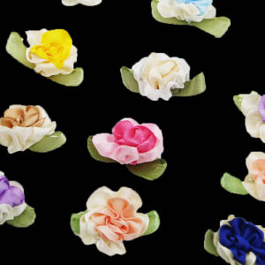 (20pcs/pack) 20 * 40mm dual color ribbon three dimensional rose clothing accessories home festival party decoration handmade DIY